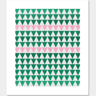 Green Gradient and Pink Shades Zig Zag Design Posters and Art